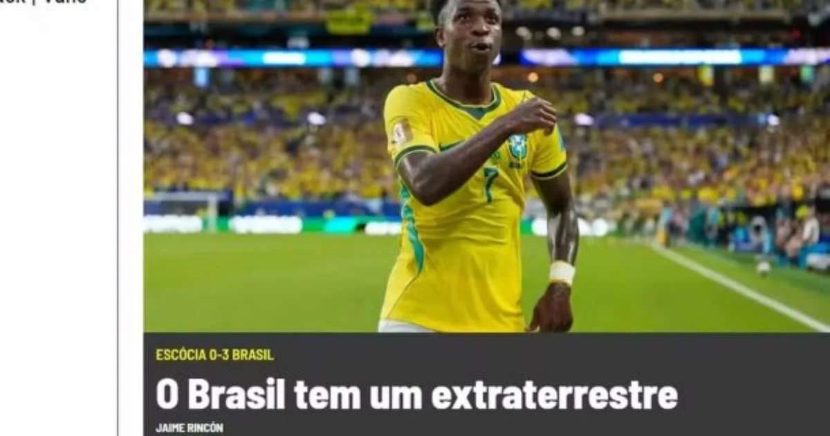 Imprensa internacional exalta Brasil: Vinícius “extraterrestre” e volta de Neymar