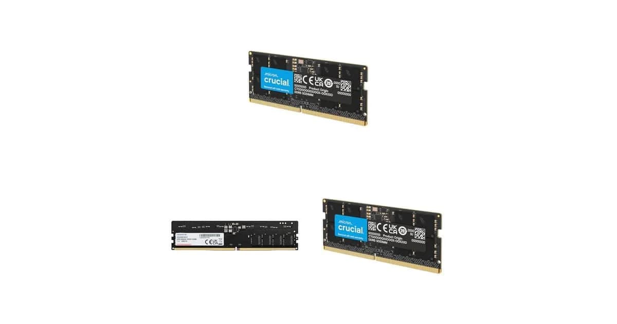 RAM DDR5 na Amazon: Crucial 16GB 4800MHz, ADATA 8GB 5600MHz e mais
