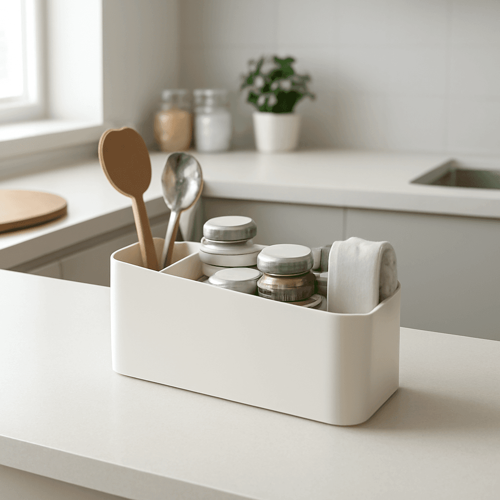 Organizador compacto que otimiza a cozinha e facilita o dia a dia em casa