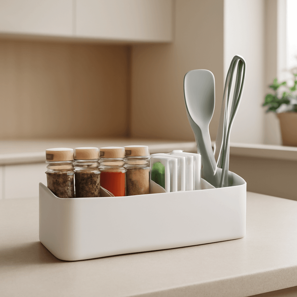 organizador compacto que facilita a organização da cozinha e evita bagunça
