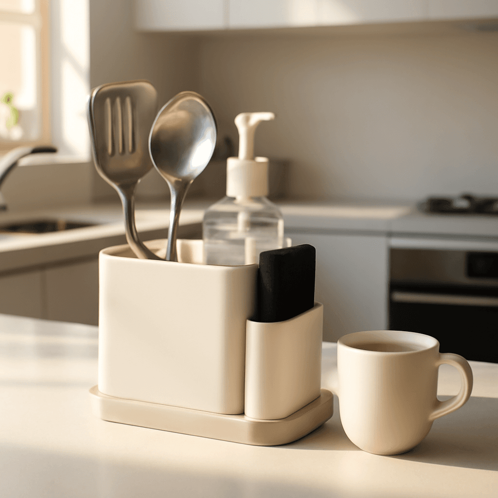 organizador compacto que otimiza a cozinha para uma rotina mais prática