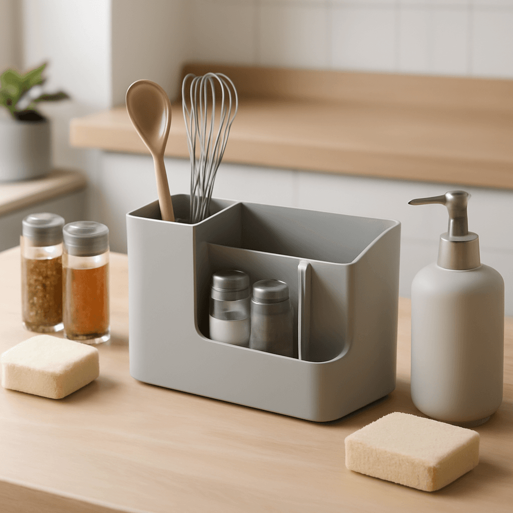 Suporte organizador multifuncional para facilitar a organização da cozinha e do banheiro