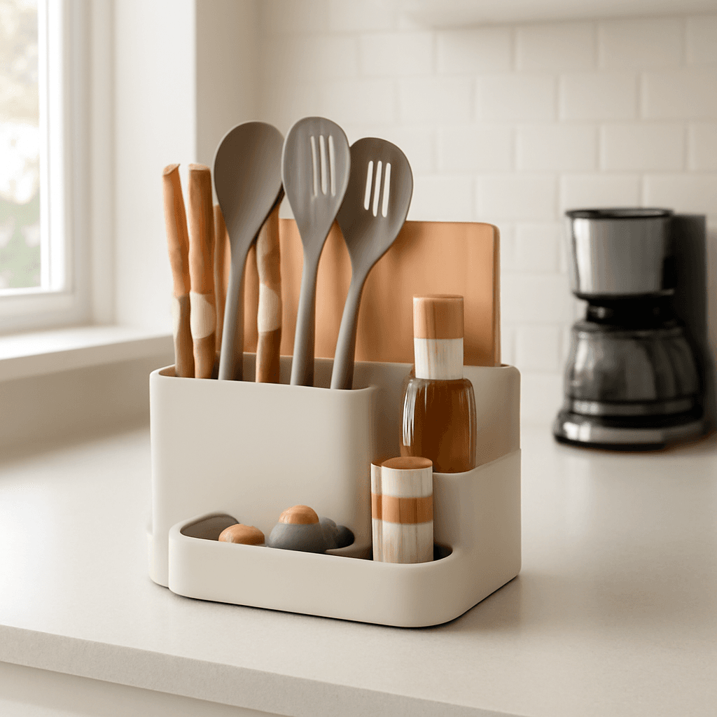 Organizador compacto que otimiza a cozinha e facilita o dia a dia doméstico