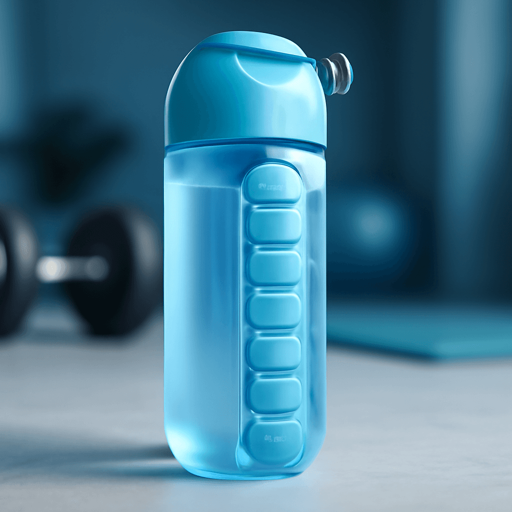 Garrafa fitness com porta comprimidos que organiza e facilita a hidratação diária
