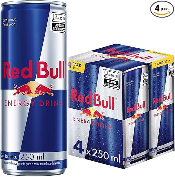 Red Bull 250 ml: pack de 4 por R$29,16 com frete grátis na Amazon