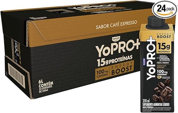 YoPRO Energy Boost Café Expresso: Pack 24×250 ml (R$179,76)