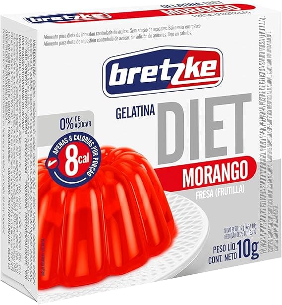 Gelatina Diet Morango Bretzke 10g por R$ 2,59 na Amazon – sem açúcar