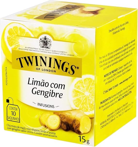 Twinings Chá Limão e Gengibre: 10 sachês por R$15,87 na Amazon