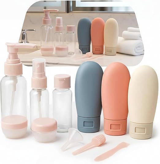 Kit Viagem com 11 Frascos e Necessaire: organização segura por R$18,31