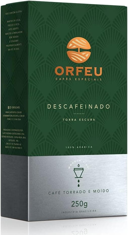 ORFEU Café Moído Descafeinado 250 g com 18% de desconto por R$63,37