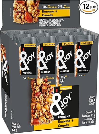 Joy Barra Protein Nuts Banana Canela 12x35g: R$59,88 com frete grátis