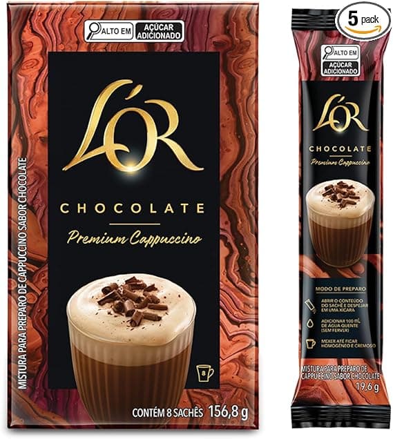 Cappuccino Premium L’OR Chocolate 8 sachês por R$22,57 frete grátis