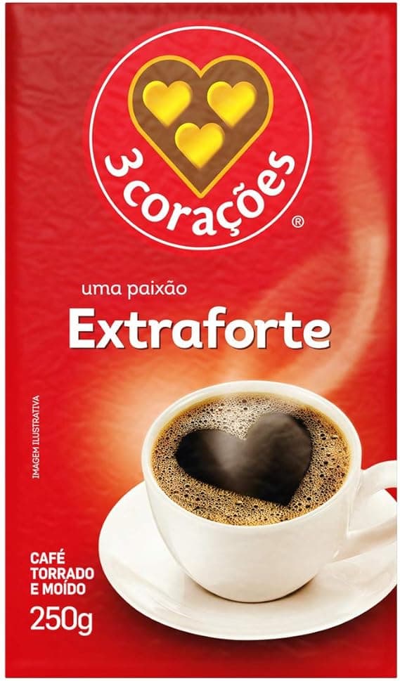 3 Corações Café Torrado e Moído Extra Forte 250g R$19,34 frete grátis