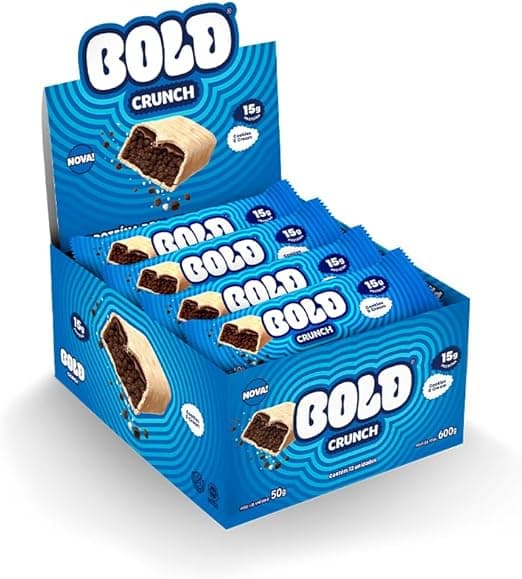 BOLD Crunch Cookies &amp; Cream 12 un. — 15 g proteína por barra Amazon