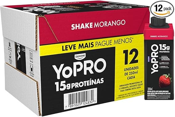 YoPRO Morango: Pack 12x250ml com 15 g proteína por porção R$101,19