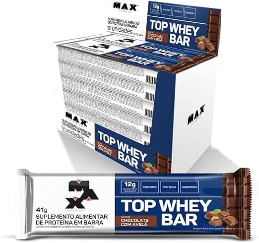 Top Whey Bar Max Titanium: 12×41 g, Choco com Avelã — R$73,90