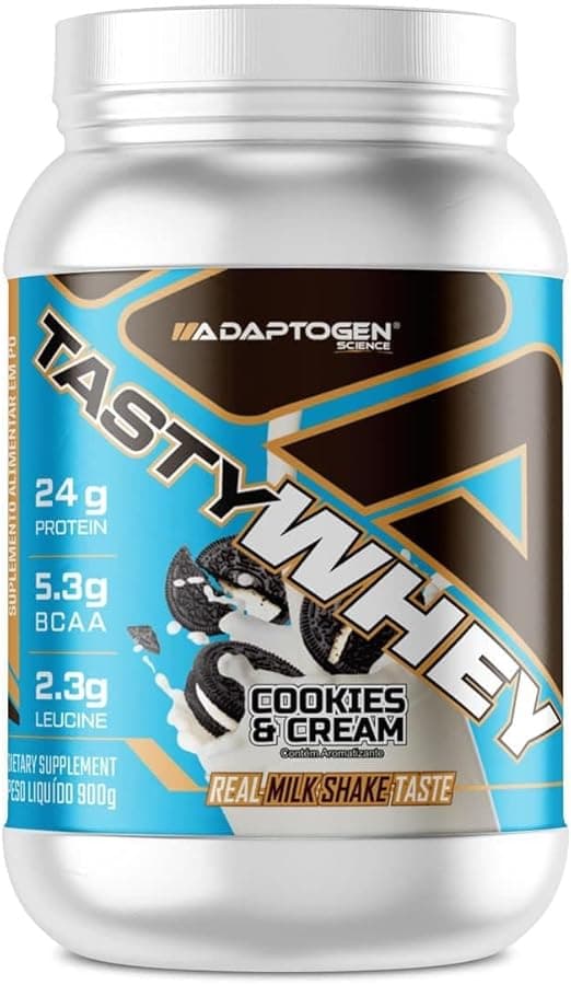 Tasty Whey Cookies &amp; Cream 900G: 24 g/dose, R$179 com frete grátis