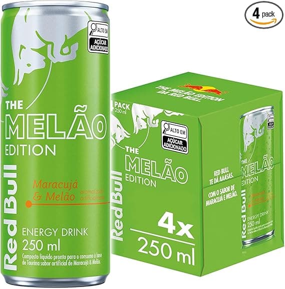 Red Bull Melão Edition: 4 latas 250 ml por R$28,91 — energia rápida