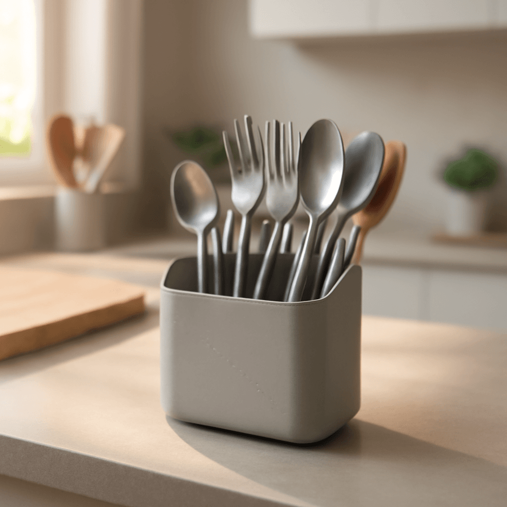 porta-talheres compacto que organiza a cozinha com praticidade no dia a dia