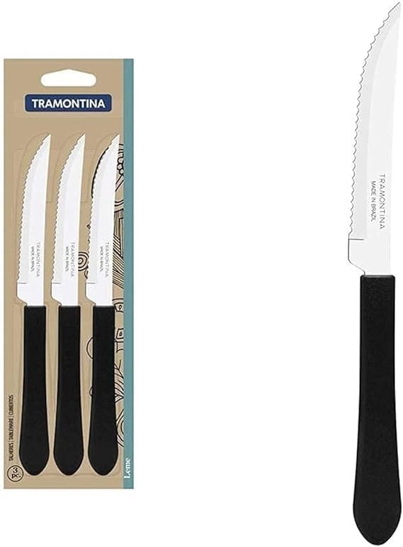 Conjunto Tramontina de 3 Facas Inox Preto por R$8,84 com 32% desconto