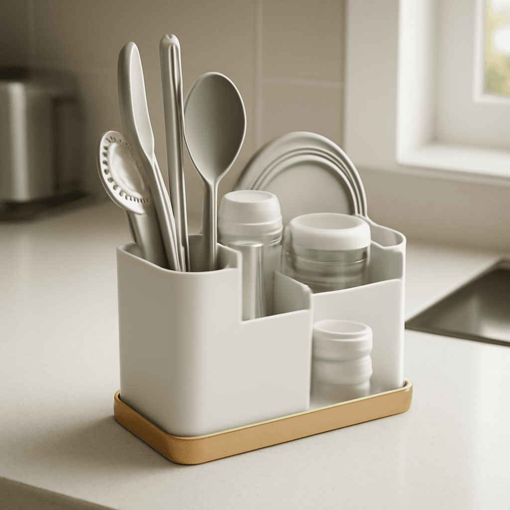 Organizador compacto que otimiza espaço e facilita o dia a dia na cozinha