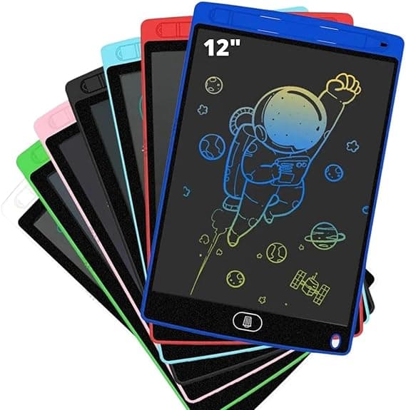 Tablet Infantil 12″ com Lousa LCD Multicolorida e Apagador – R$16,90
