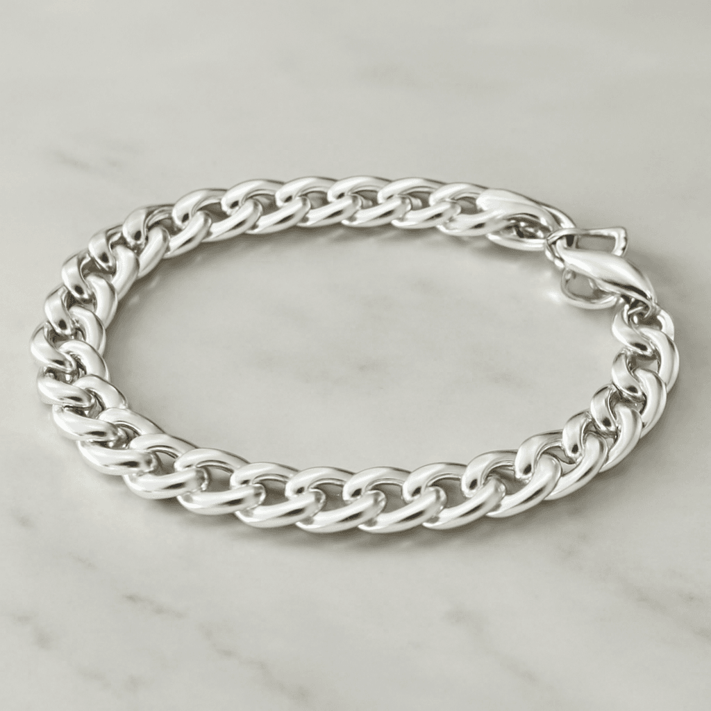 Pulseira Elo Duplo 4mm banhado a prata 925 que oferece durabilidade e conforto no dia a dia