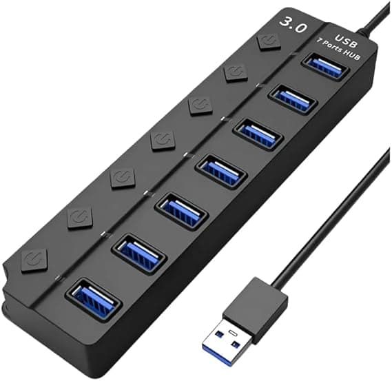 Hub USB 3.0 com 7 portas: R$14,16 na Amazon, prática e compatível