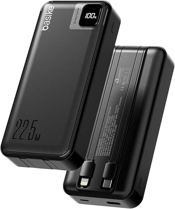 Basike Power Bank 20000mAh com cabos USB-C/Lightning e PD20W — R$121,50
