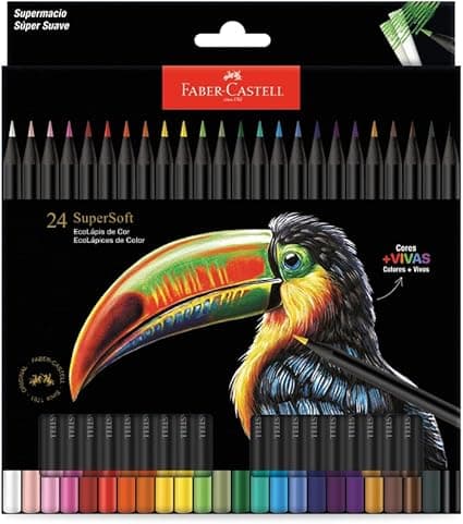 Lápis de Cor Faber-Castell Supersoft 24 cores cai para R$44,12 Amazon