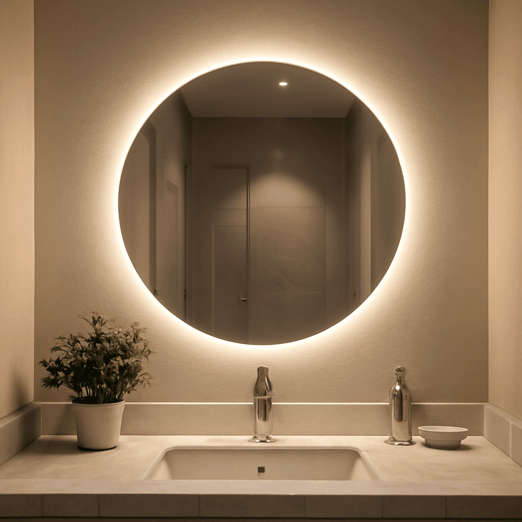 Espelho redondo com LED que amplia e ilumina ambientes da casa com elegância