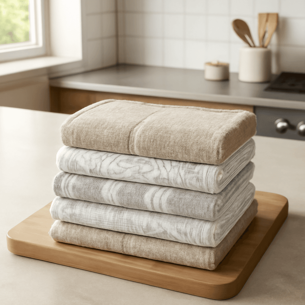 Kit de panos de prato em algodão que une alta absorção e durabilidade para a cozinha diária