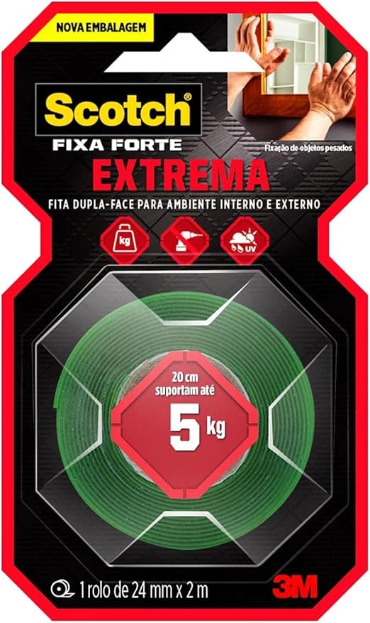 Fita Dupla Face Scotch Fixa Forte 24mm x 2m: Amazon reduz para R$23,74