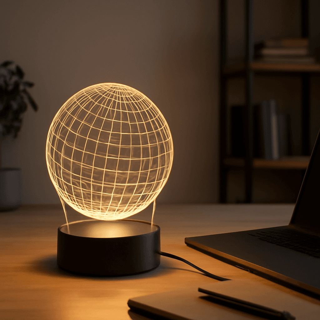 Luminária LED 3D que ilumina com economia e estilo ambientes internos
