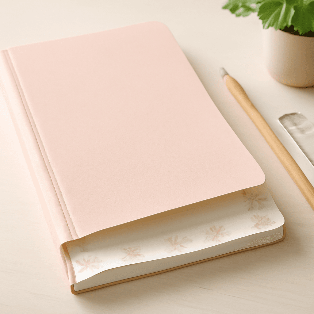 Caderno costurado com folhas decoradas que une resistência e praticidade no dia a dia