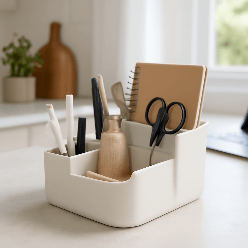 Organizador compacto que otimiza a rotina e mantém a cozinha prática e funcional