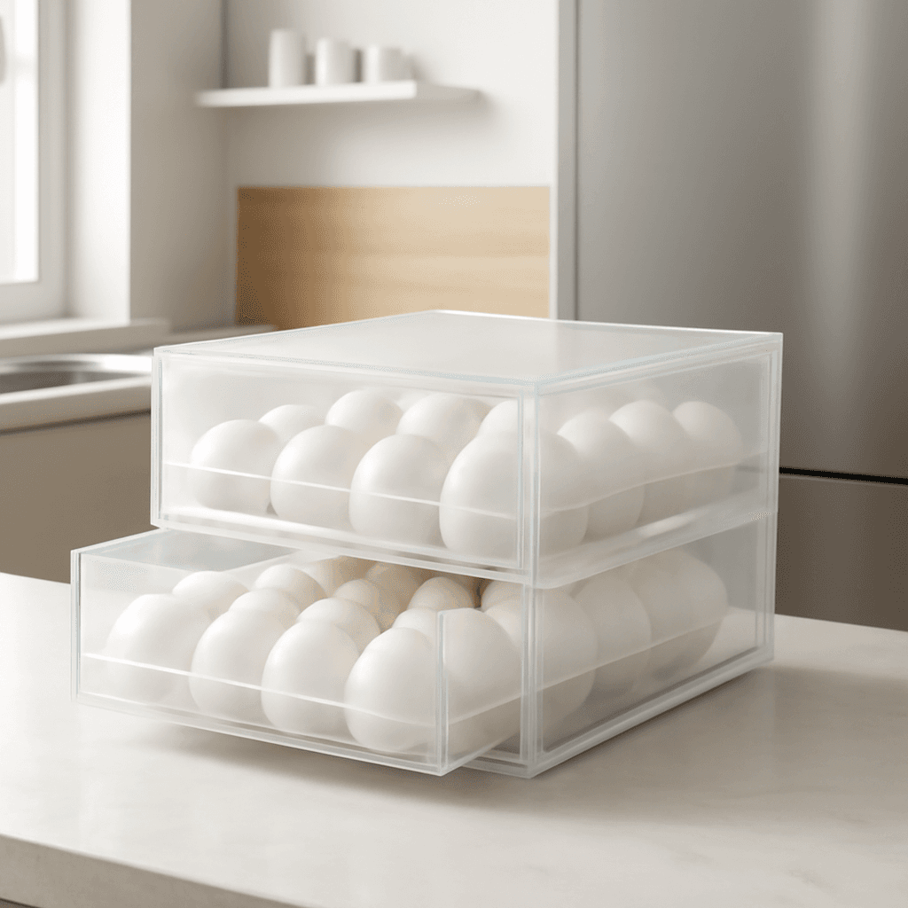 Gaveteiro duplo para ovos que organiza e protege facilitando o uso na cozinha diária