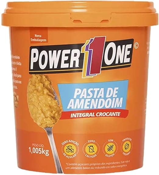 Pasta de Amendoim Crocante Power One 1,005 kg por R$24,80 na Amazon — vegana, sem glúten e frete grátis