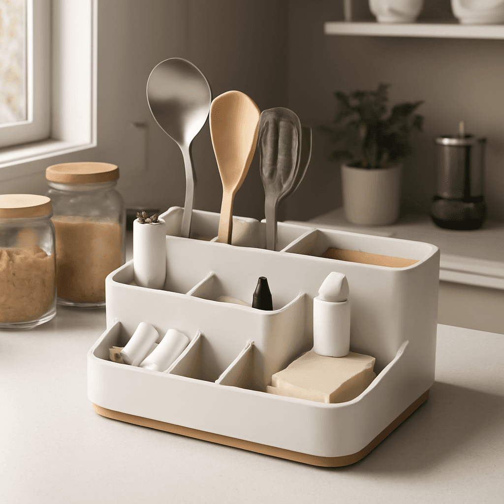 organizador compacto que otimiza a cozinha e facilita a organização diária