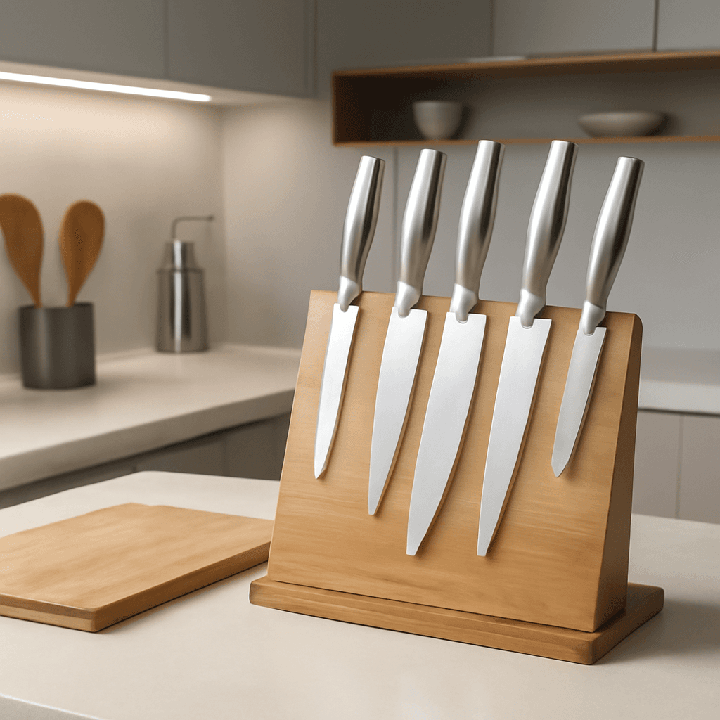 Kit de facas multifuncionais que facilita o preparo e organização na cozinha