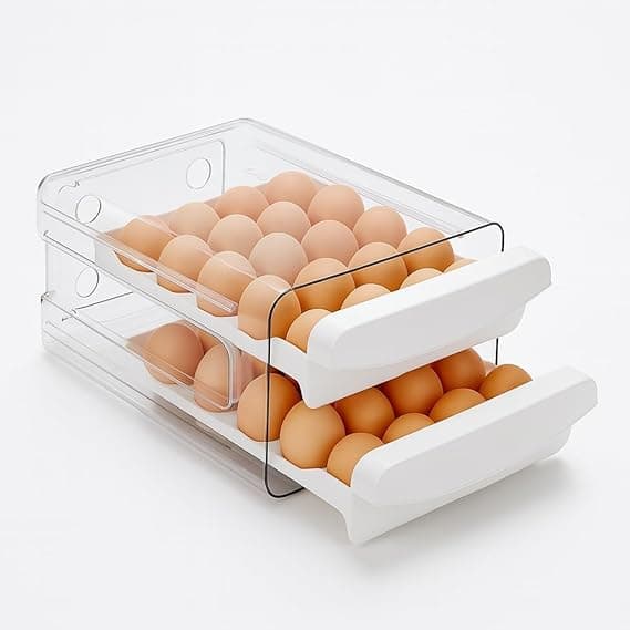 Porta Ovos Empilhável com 2 Gavetas: organização prática por R$39,90