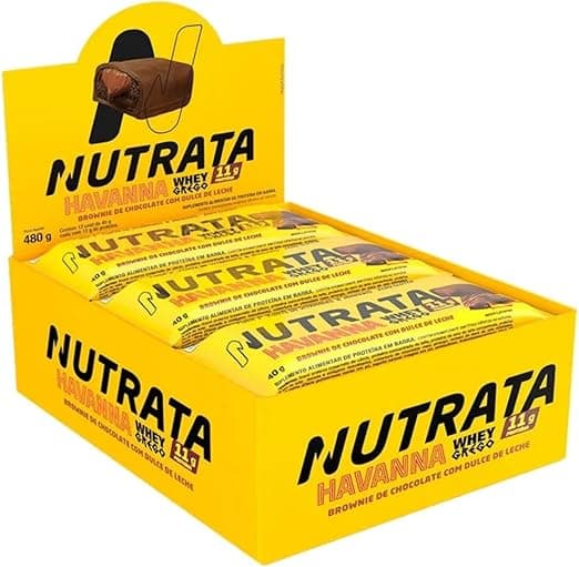 Nutrata Whey Grego Havanna: display com 12 barras de 40 g por R$73,63