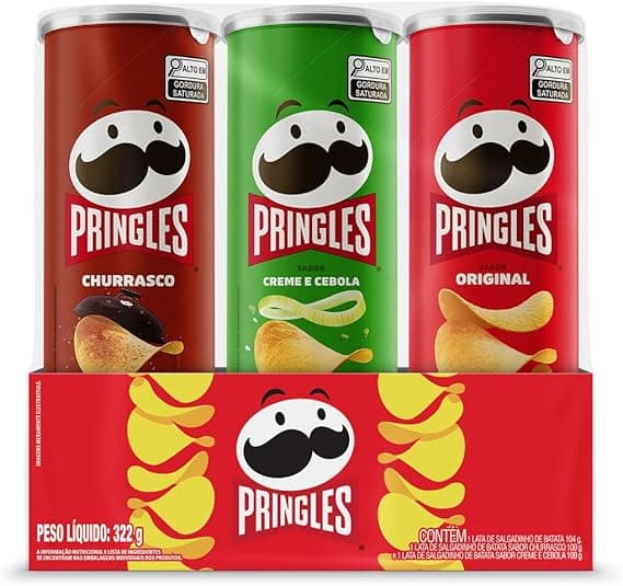 Pringles: Pack com 3 sabores por R$29,90 com entrega grátis