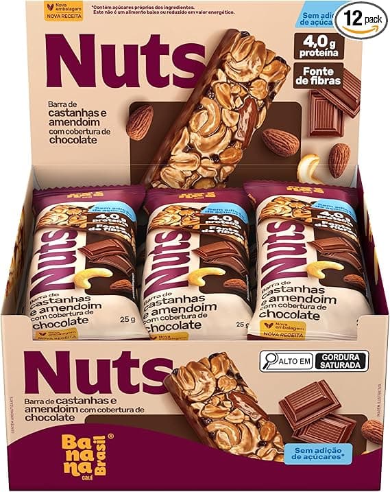 Barra de Castanhas Amendoim com Chocolate — 12x25g a R$3,82/unid