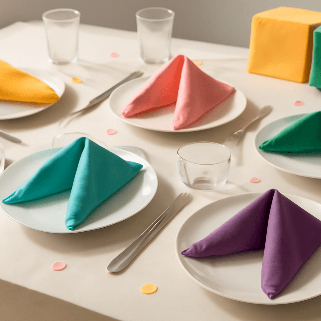 Guardanapos de papel coloridos que facilitam a organização e decoram eventos do dia a dia