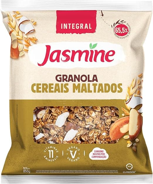 Granola Jasmine Integral 850g 16% desconto e frete grátis na Amazon