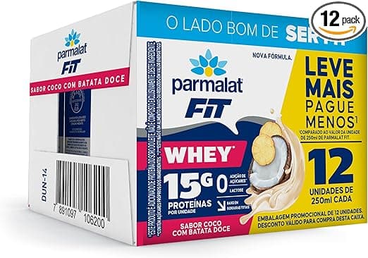 Parmalat Fit Coco Batata Doce: 15 g proteina/250 mL,12un. por R$77,88