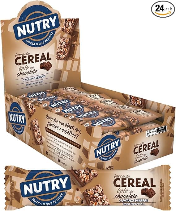 Nutry Barra Cereais Chocolate 22g – Display 24 por R$34,90 na Amazon
