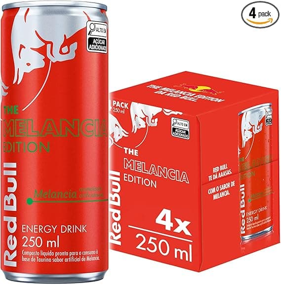 Kit com 4 Latas Red Bull Melancia 250 ml por R$ 29,19 — energia diária