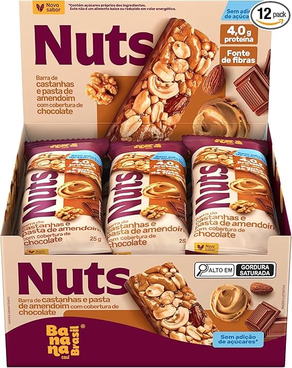Banana Brasil Barras de castanhas com amendoim e chocolate por R$39,19